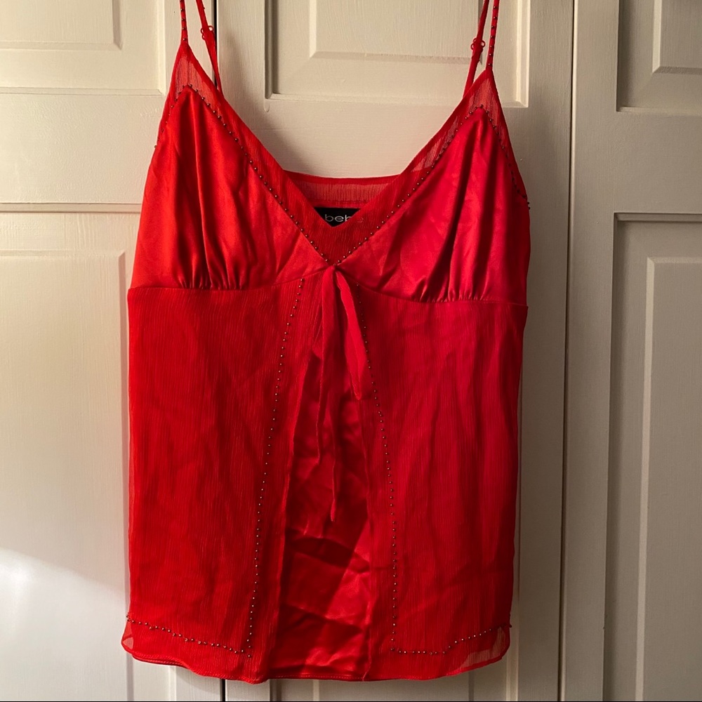 Bebe silk top, red, size S
